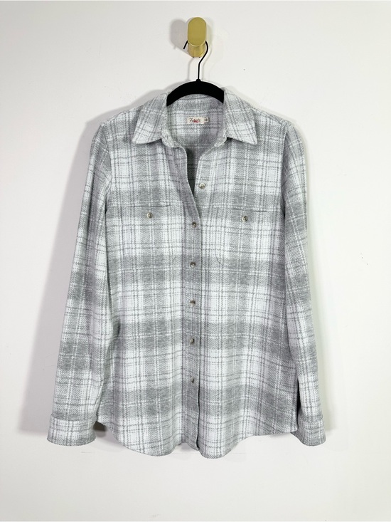Faherty Tops - Faherty Gray Plaid Flannel Button Down Top Shacket